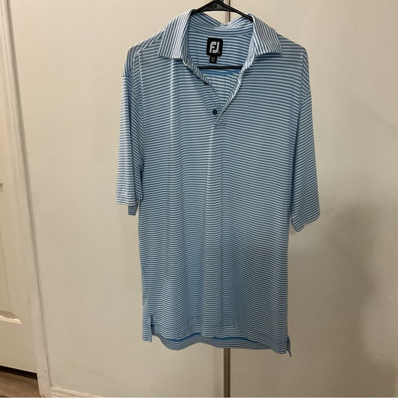 FootJoy Other - FJ Stripes Polo Golf Blue Short Sleeve  Shirt Size M